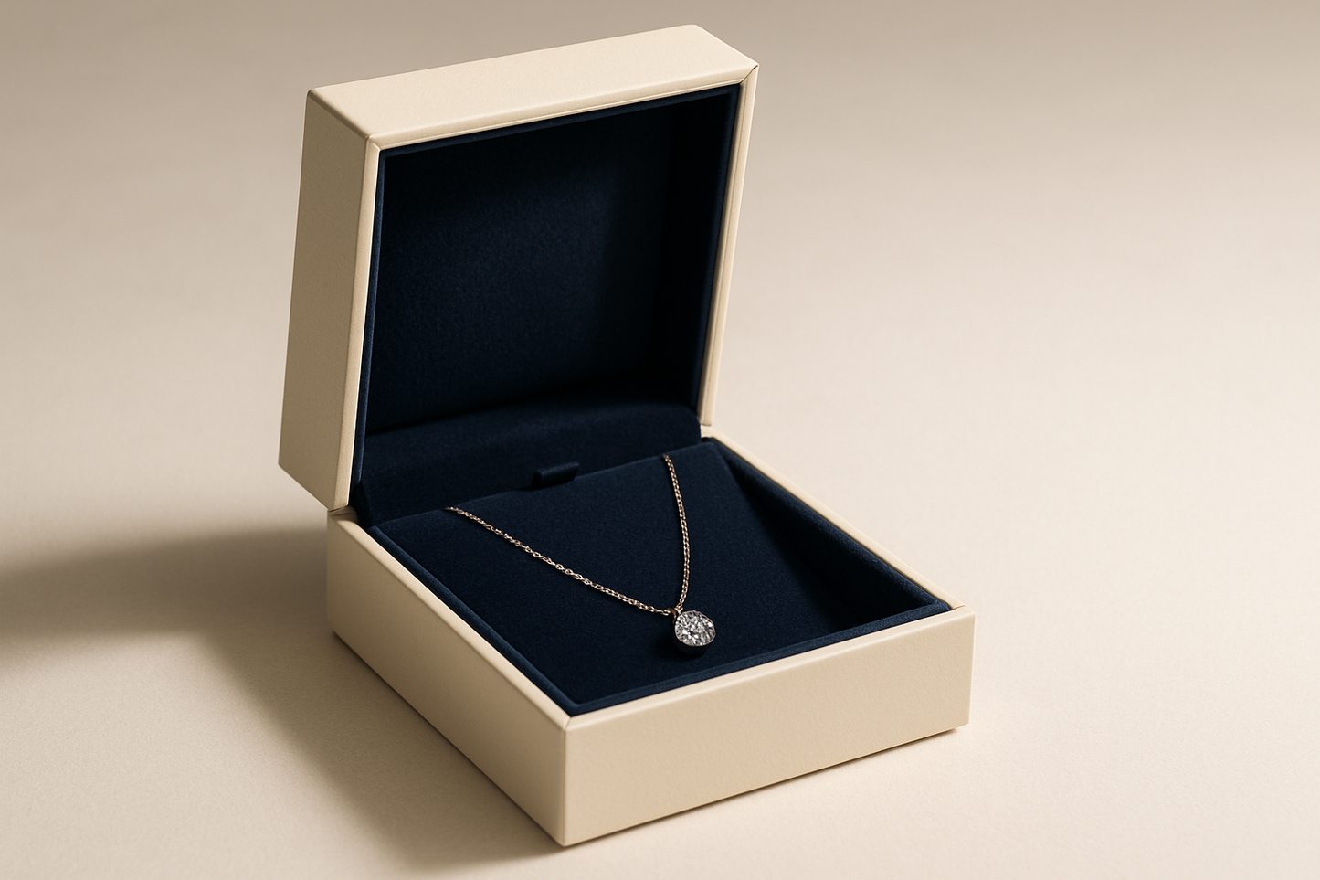 Gift box with necklace inside.